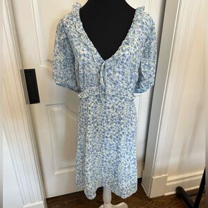 Arula B Short Sleeve Floral Blue Dress Bohemian Flowy Plus Size Altar’d State